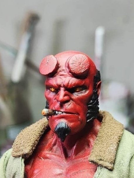 HellBoy custom 6" action figure custom head set mezco one12, 1000toys, Figma, c