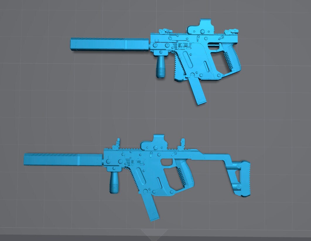 1/12 Kriss Vector 2 pack Suppressed Assault Rifle SMG 1:12 Scale Toy Accessory