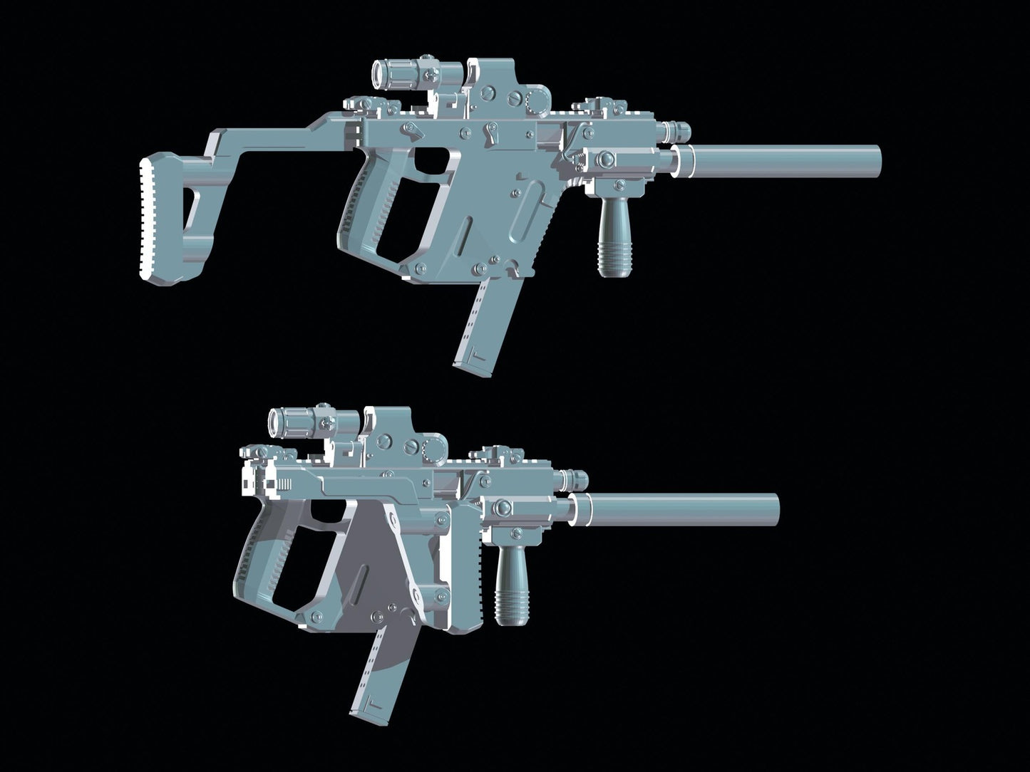 1/12 Kriss Vector round Suppressor Assault Rifle SMG 1:12 Toy Rifles for toy ac
