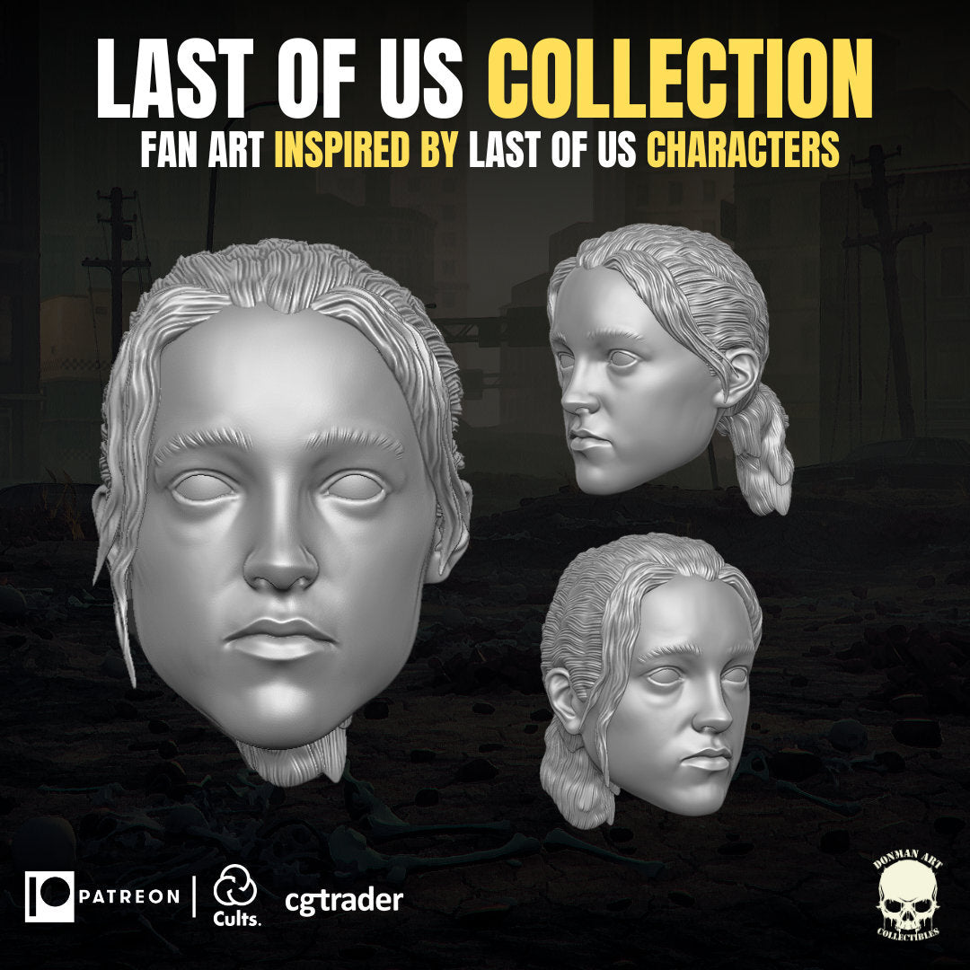 Last of Us Joel and Ellie head sculpt GI Joe Classified 1/12 scale head unpaint