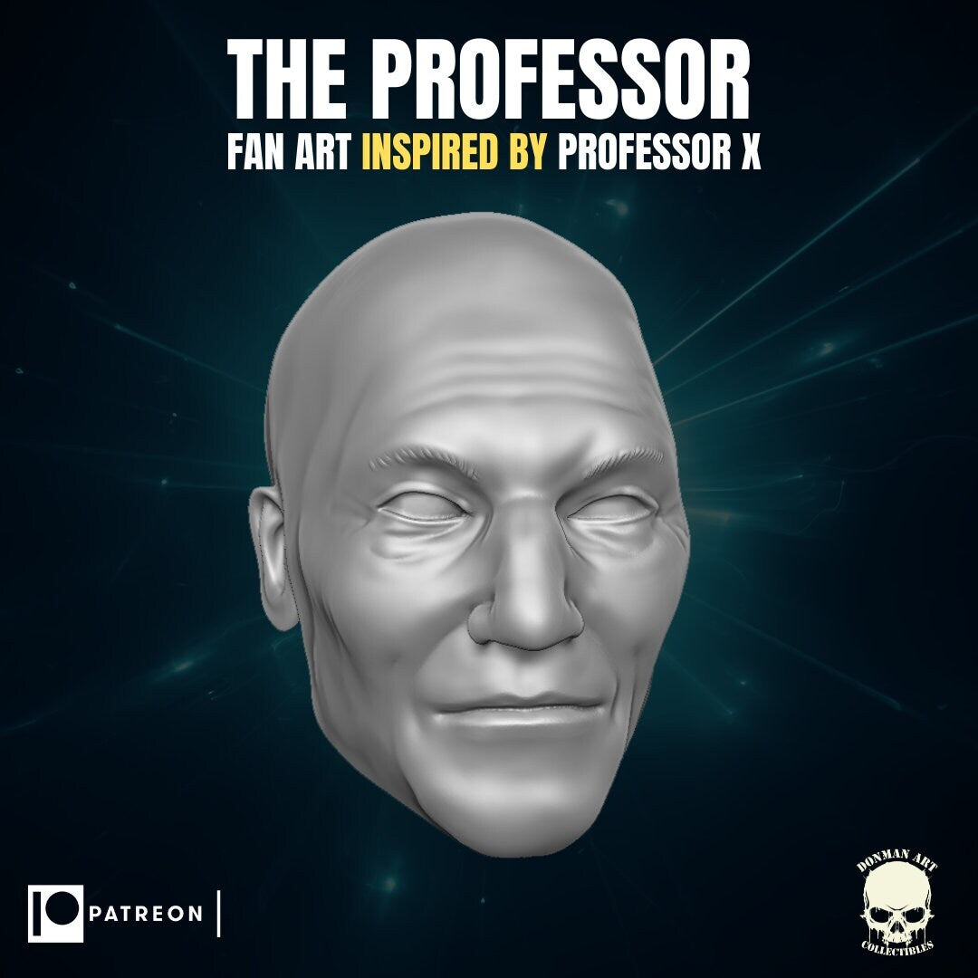Professor X 1:12 scale heads, resin 3d printed 6" action figure custom hea