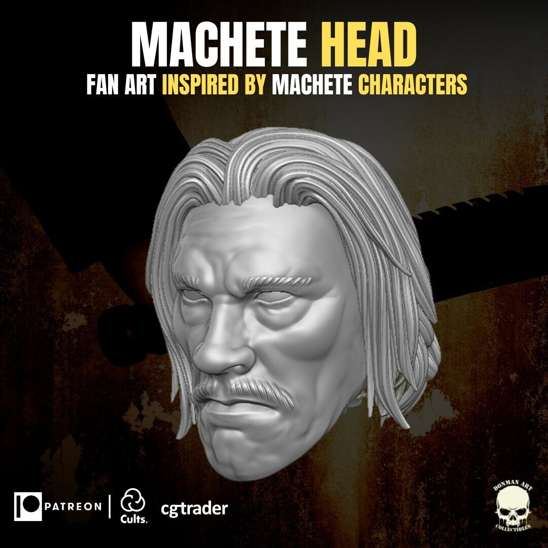 GI Joe Machete Danny Trejo head sculpt GI Joe Classified 1/12 scale head unpain