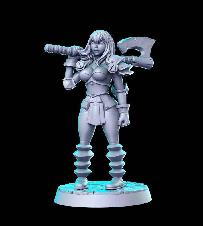 HeroQuest female Chaos Warriors - Miniatures Unpainted 32mm Dungeons and Dragons