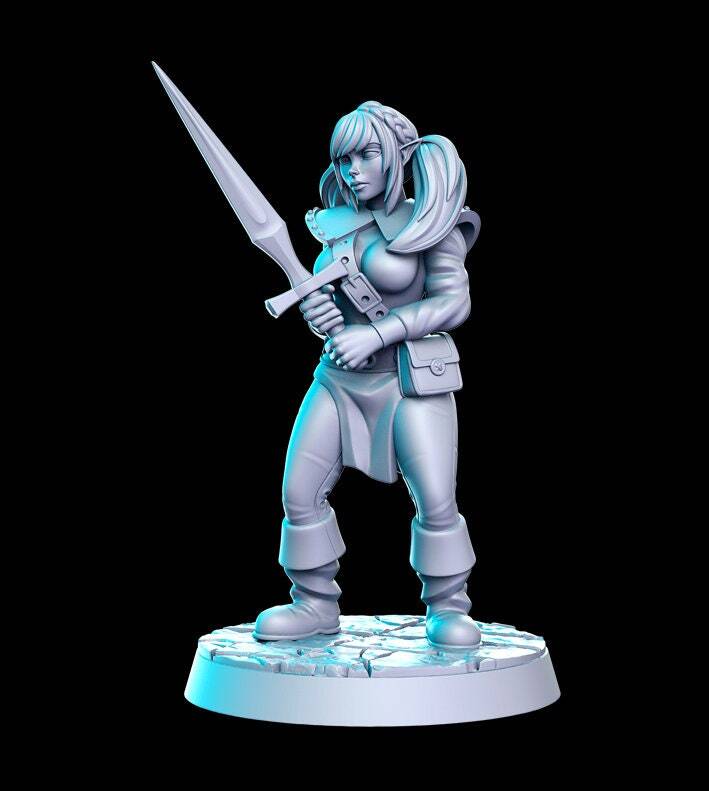 HeroQuest female Elf - Miniatures Unpainted 32mm Dungeons and Dragons
