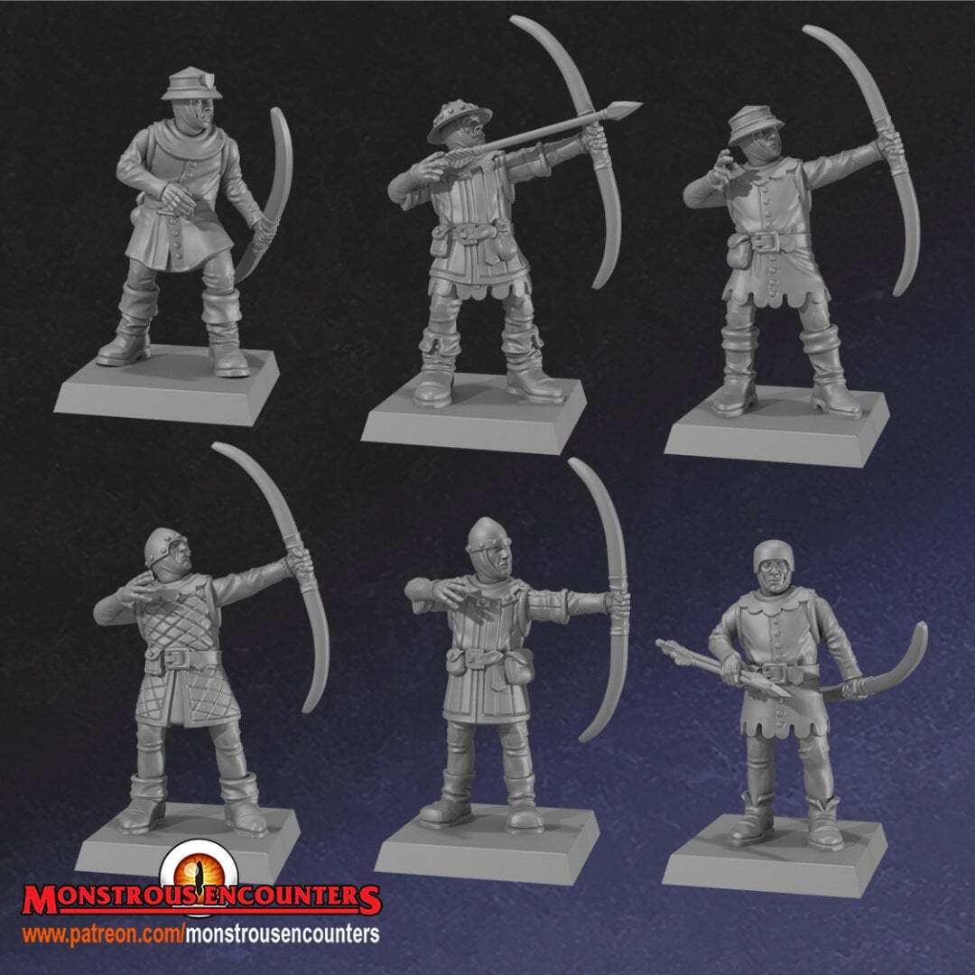 Breton Bowmen unit 28mm army builder 3d printed minis tabletop bretonnia oldham