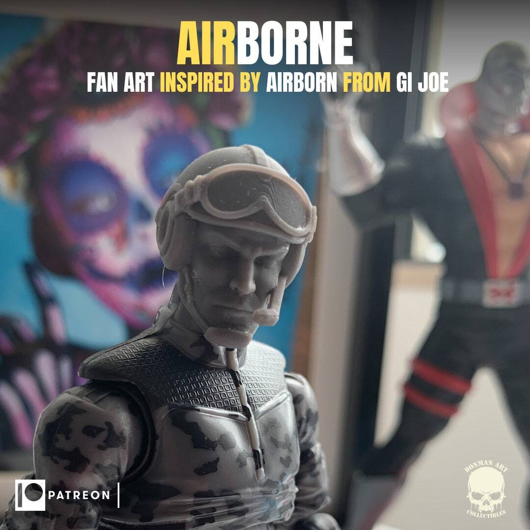 Airborne G.I. Joe 1:12 head sculpt 3d printed resin