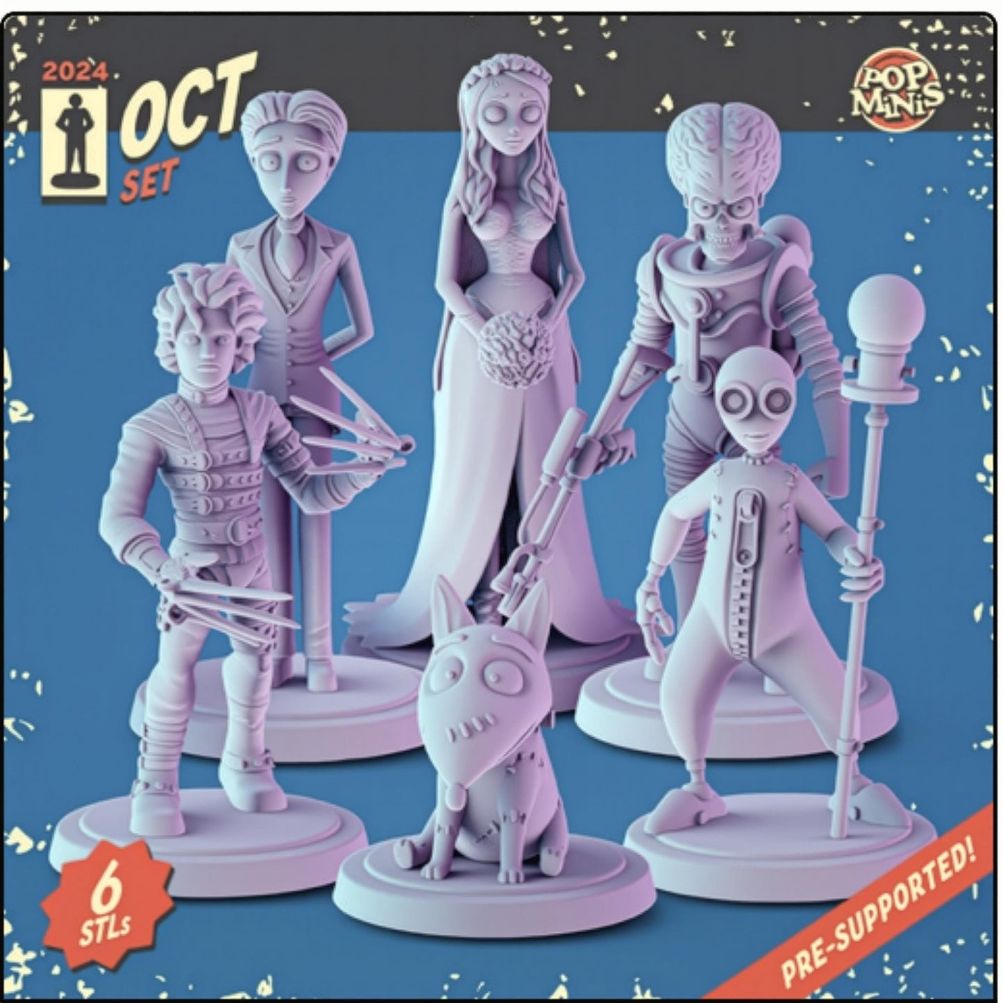Tim Burton 36mm Minis tabletop gaming, DnD Edward Scissorhands, Mars Attacks| C