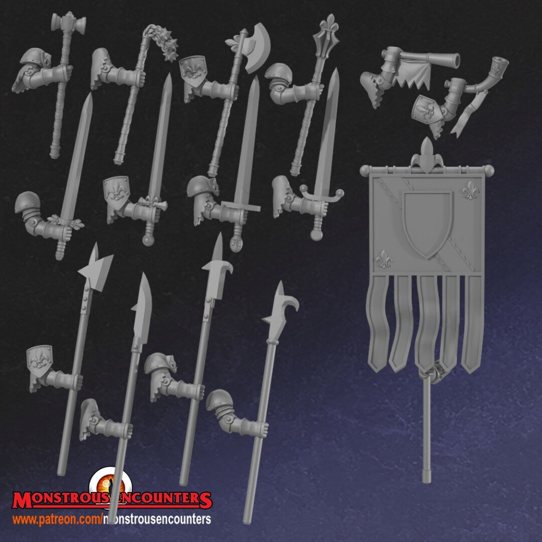 Breton Foot Knights Unit 28mm army builder set 1 3d printed minis tabletop bret