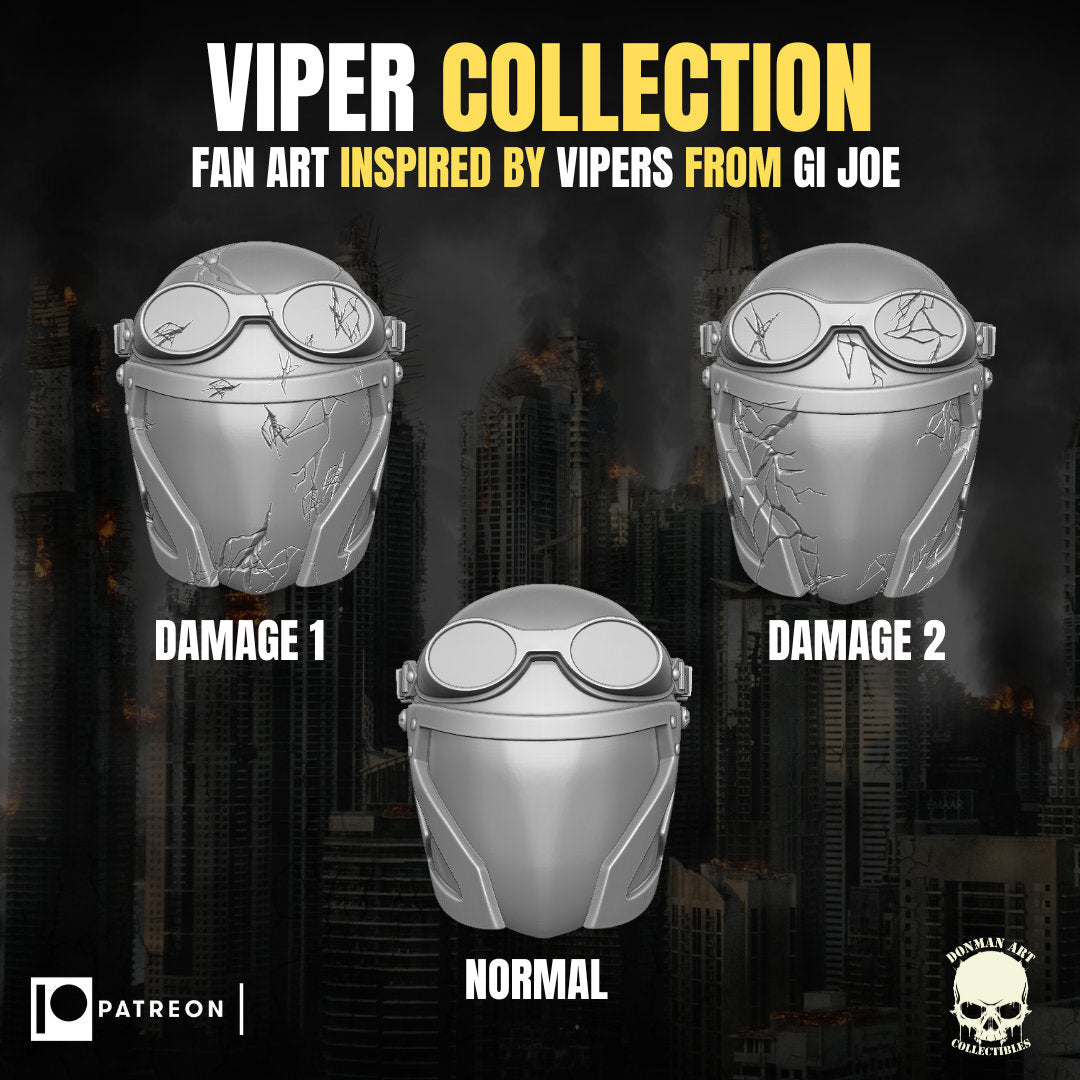 Cobra Viper Classic Helmet GI Joe Classified 1/12 scale head unpainted 1:12