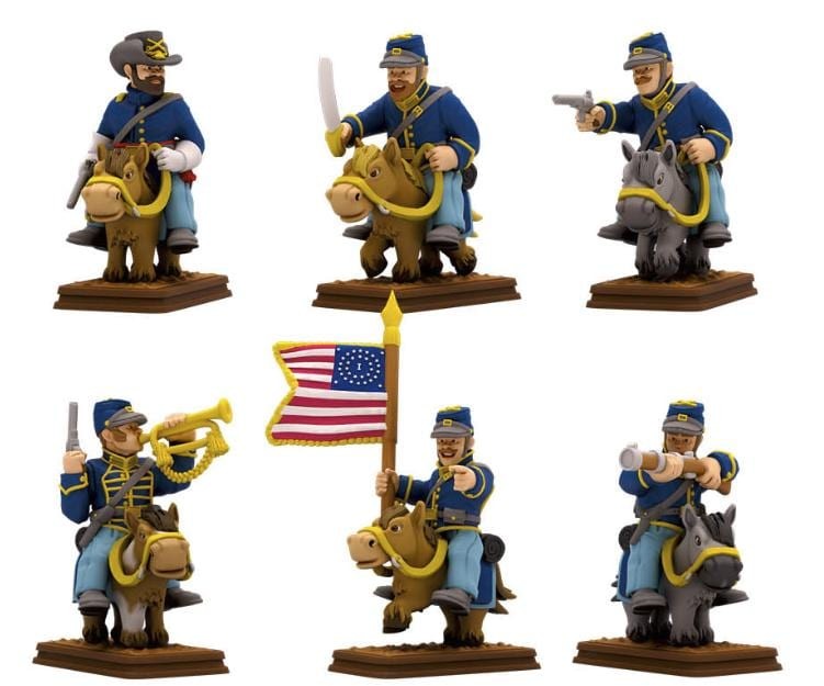 Confederate Mounted Cavalry American Civil War Set DnD Miniature, Tabletop RPG,