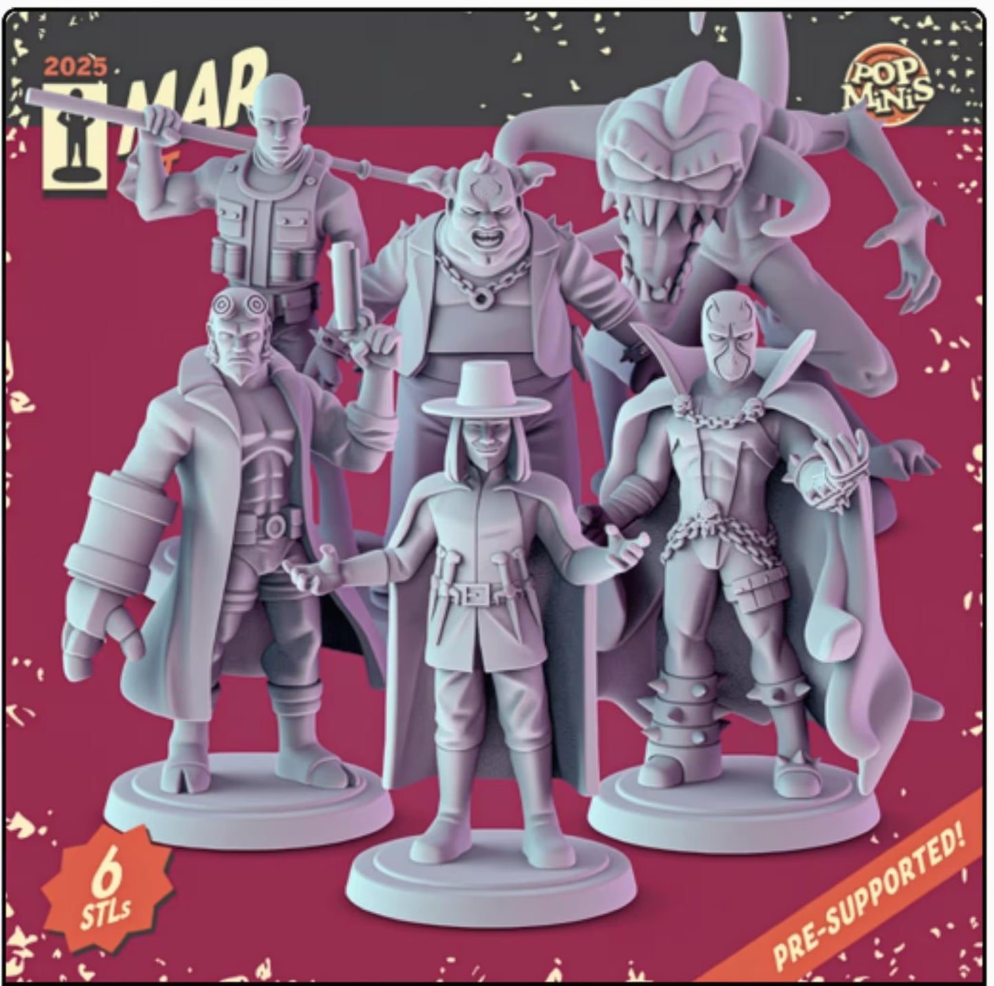 Spawn, Hellboy, V for Vendetta Miniatures: 36mm Resin Diorama Set