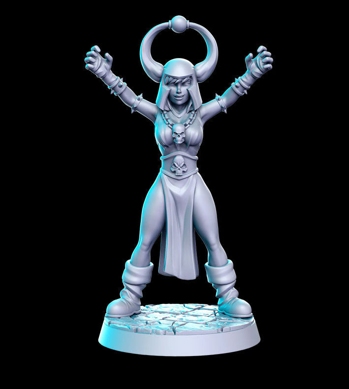 HeroQuest female Dark Sorceress Sorcerer- Miniatures Unpainted 32mm Dungeons an