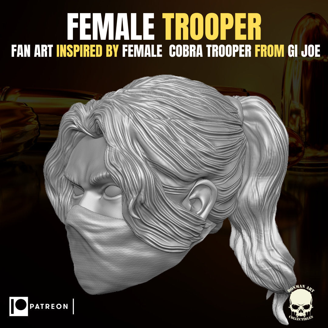 female Cobra trooper head, trooper builder, GI Joe Classified 1/12 scale head u