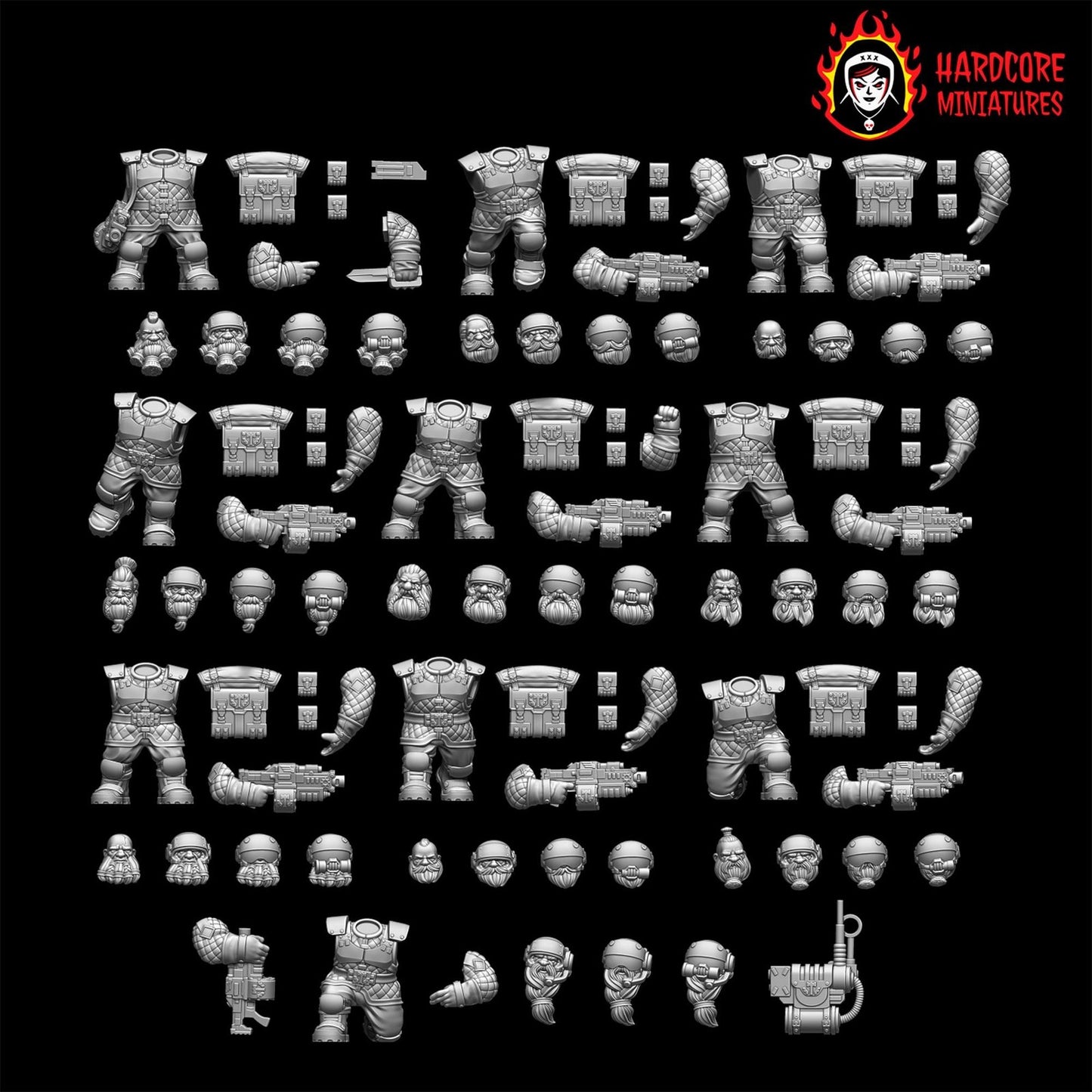 Space Dwarves Veterans Bolters 28mm army builder set 1 3d printed minis tableto