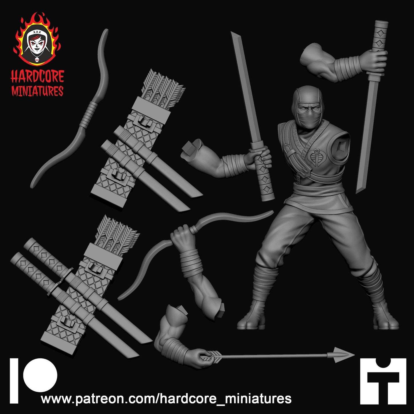 White Storm Ninja 32mm army builder set 1 3d printed minis tabletop hardcore mi
