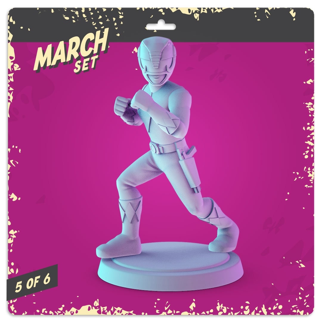 Power Rangers 3d printed mini's Popmini 34mm nostalgia DND gaming table top