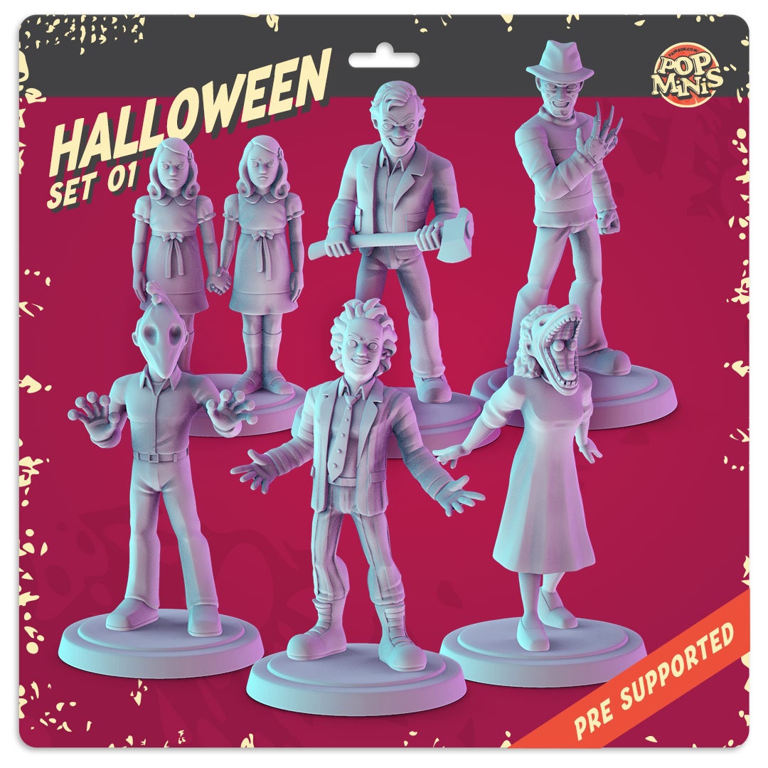 Halloween Horror 36mm Minis Beetlejuice, the shining, nightmare on elm street,