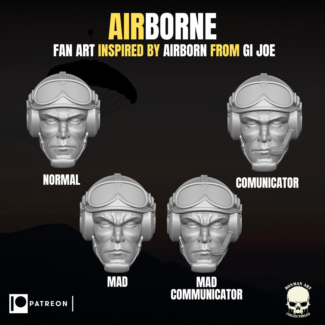 Airborne G.I. Joe 1:12 head sculpt 3d printed resin