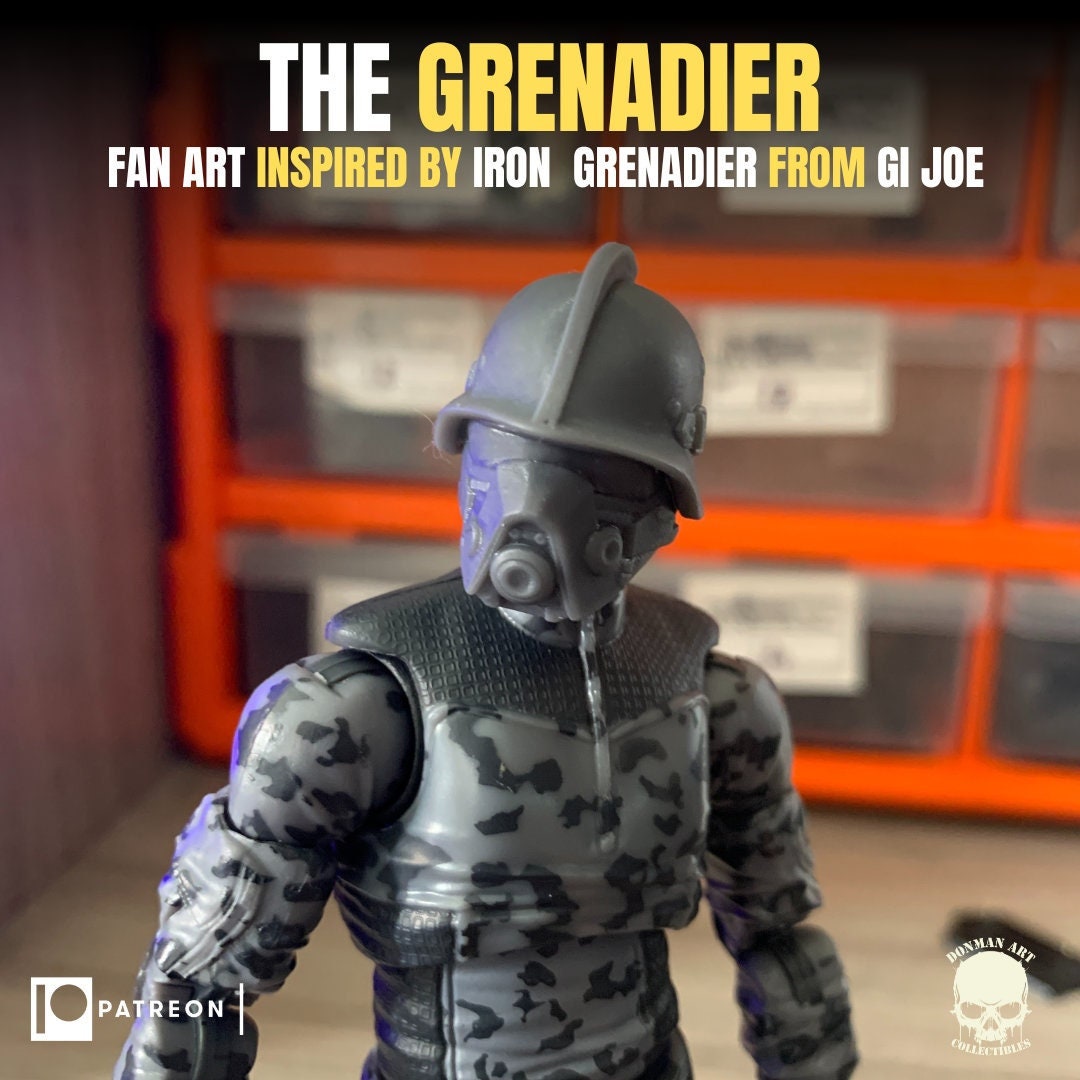 GI Joe Iron Grenadier custom head sculpt 1/2 classified, black series, mezco ac