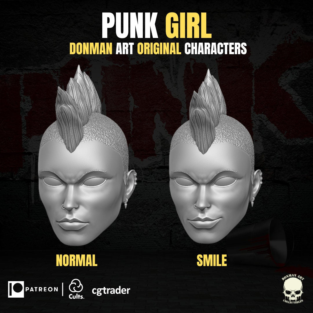 Punk Girl dreadnok Zarana head GI Joe Classified 1/12 scale head unpainted 1:12