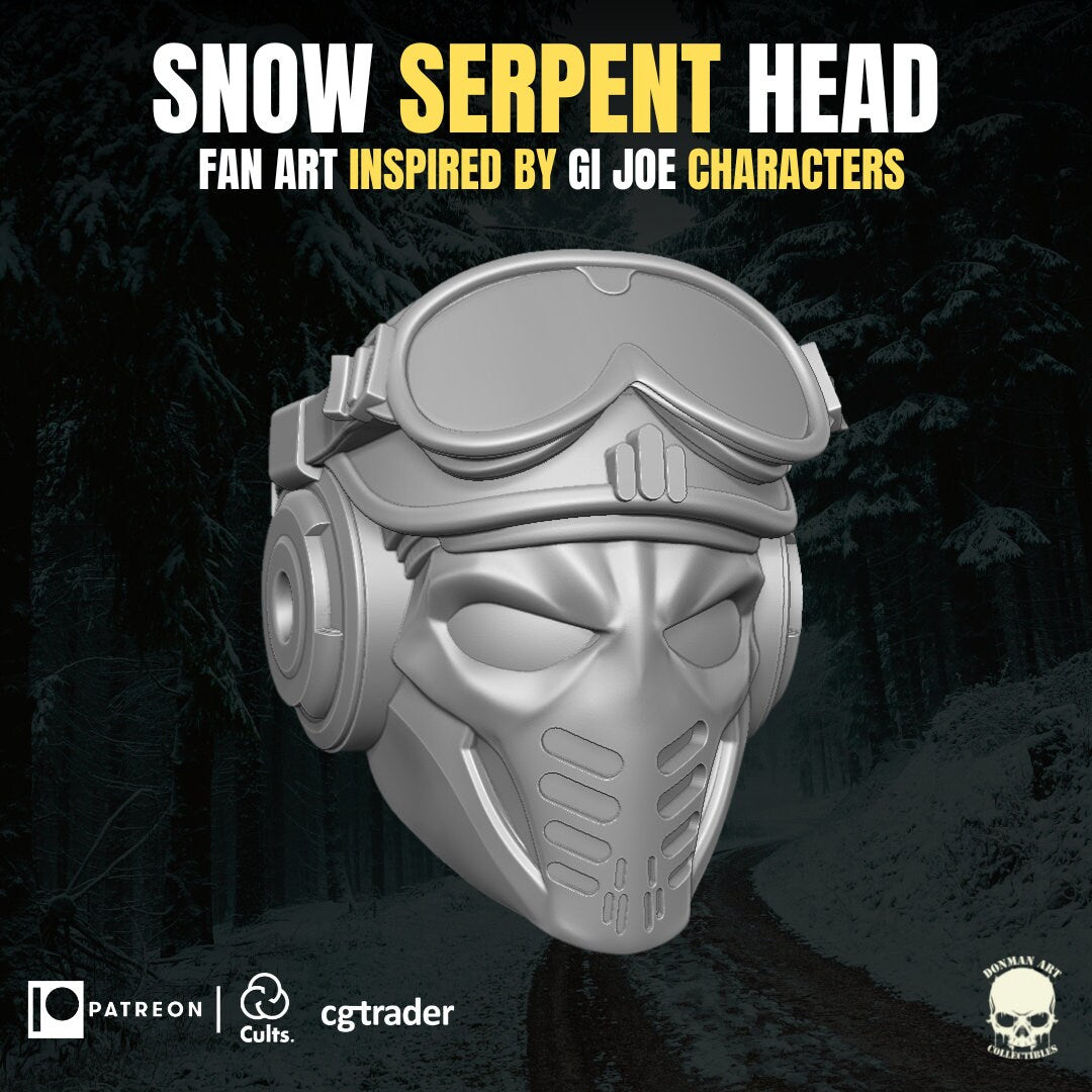 Cobra Snow Serpent Viper Helmet GI Joe Classified 1/12 scale head unpainted 1:1