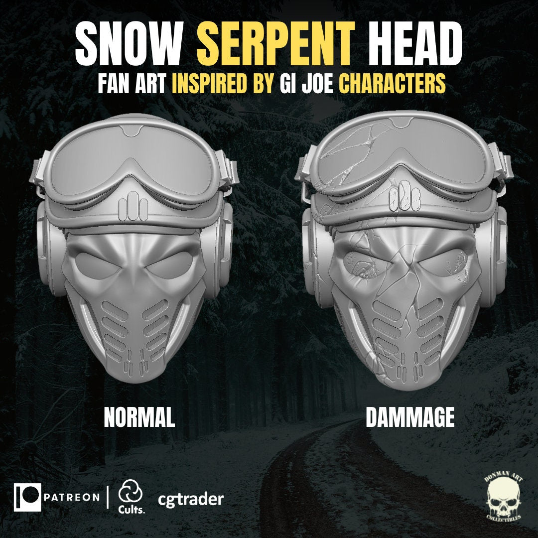 Cobra Snow Serpent Viper Helmet GI Joe Classified 1/12 scale head unpainted 1:1