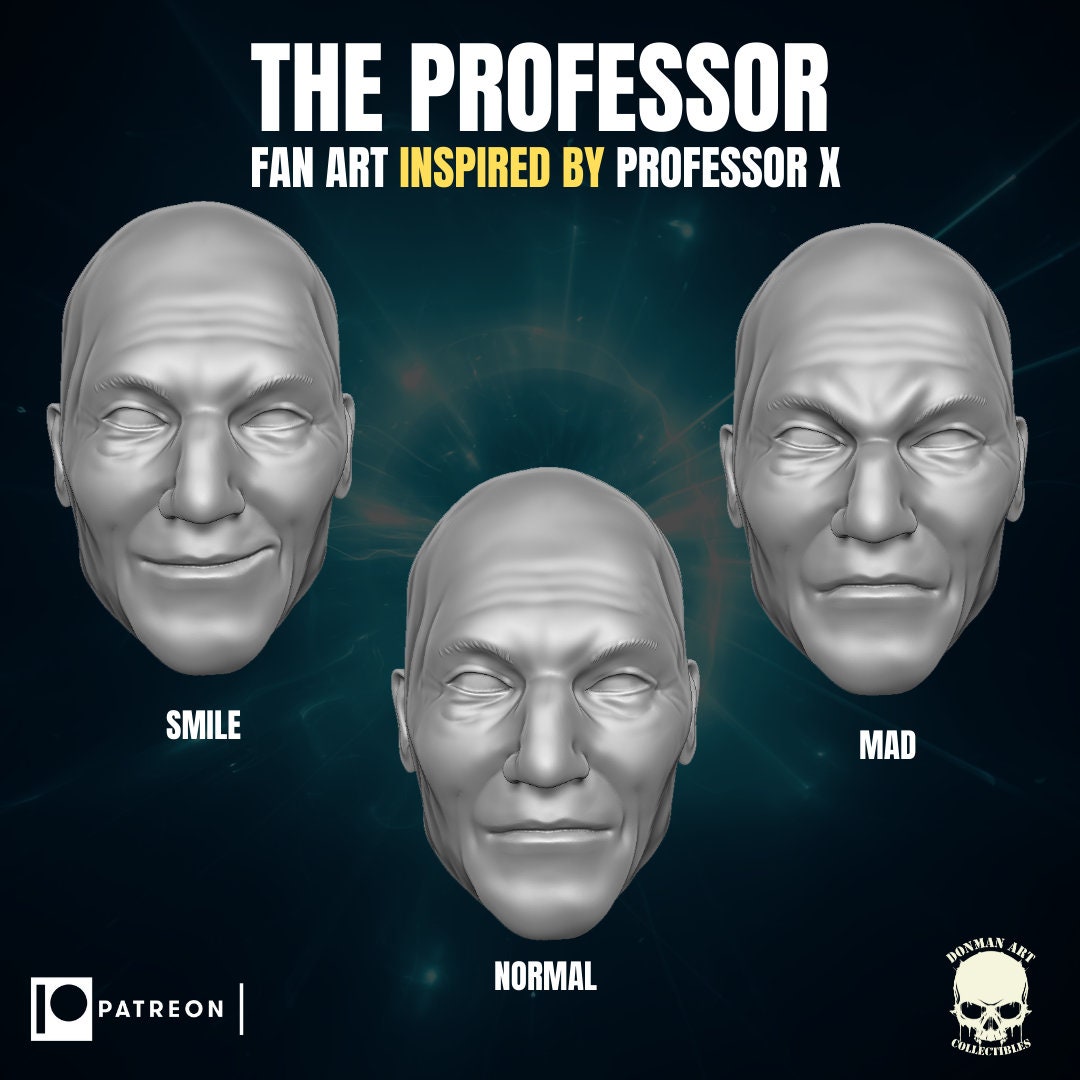Professor X 1:12 scale heads, resin 3d printed 6" action figure custom hea