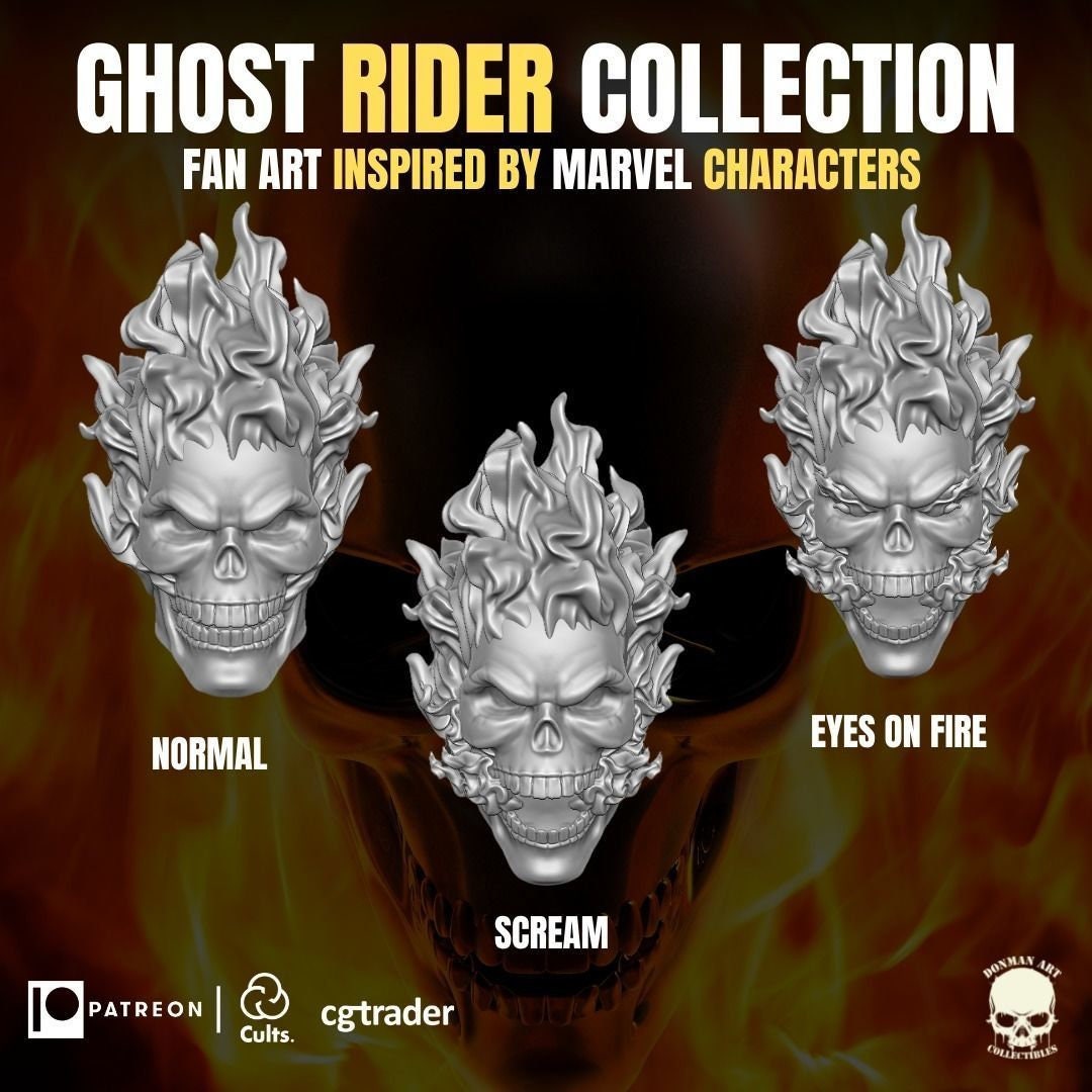Ghost Rider Head (1:12 Scale) Star Wars black series, mezco, GI Joe Classified,