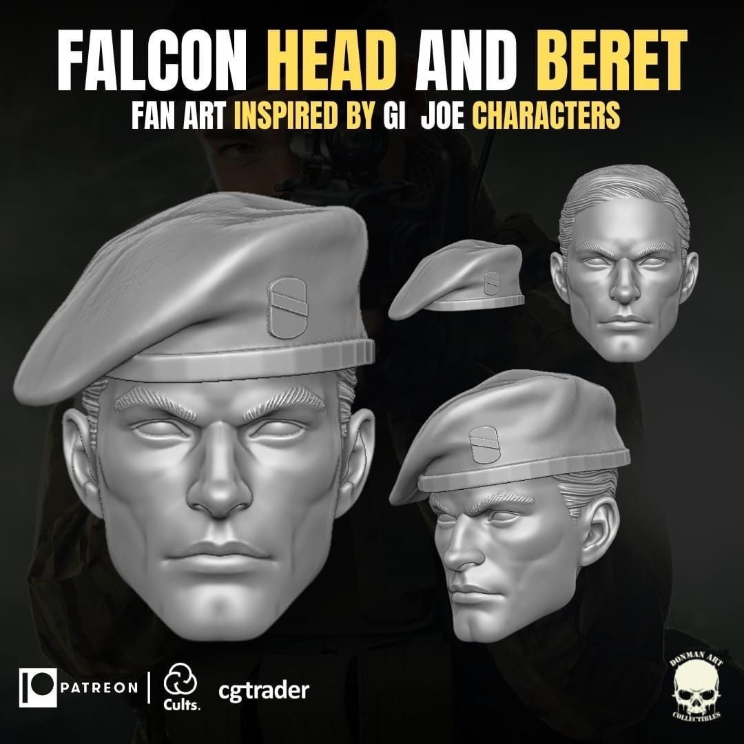 GI Joe Lt. Falcon head sculpt GI Joe Classified 1/12 scale head unpainted 1:12