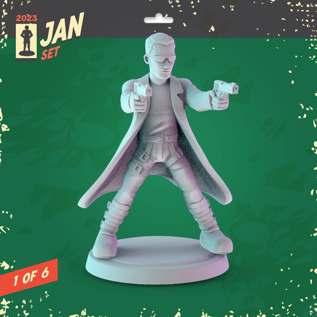 The Matrix 3d printed mini's Popmini 36mm pop culture DnD gaming