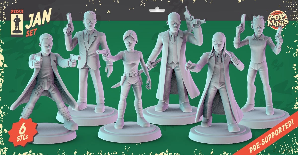 The Matrix 3d printed mini's Popmini 36mm pop culture DnD gaming