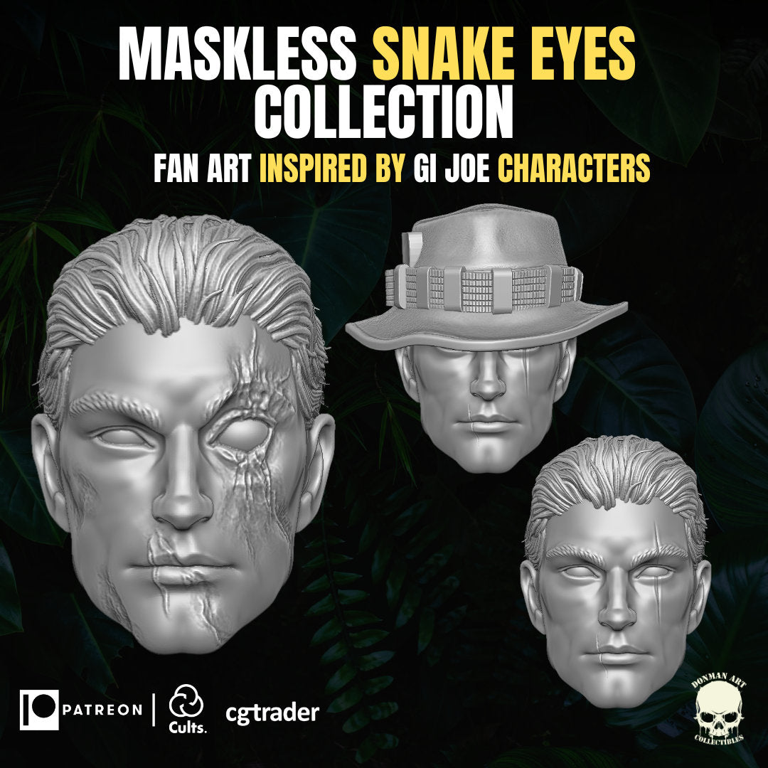 Unmasked Snake Eyes head GI Joe classified 1:12 mezco action figures