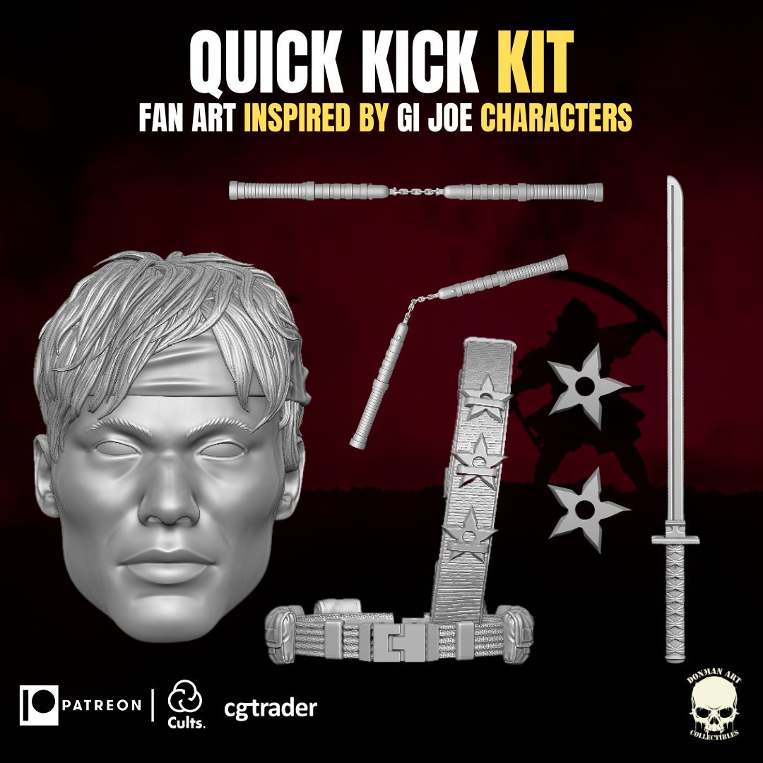 GI Joe Quick Kick kit, head sculpt and weapons GI Joe Classified 1/12 scale hea