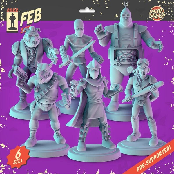 Teenage Mutant Ninja Turtles (Villains) TMNT Miniatures - 36mm set for collecti