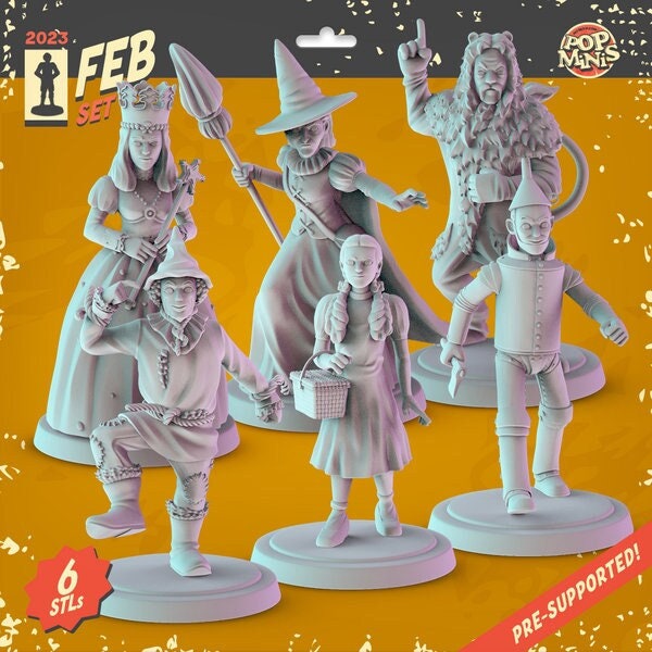 Wizard Of Oz 3d printed mini's Popmini 34mm nostalgia dnd gaming