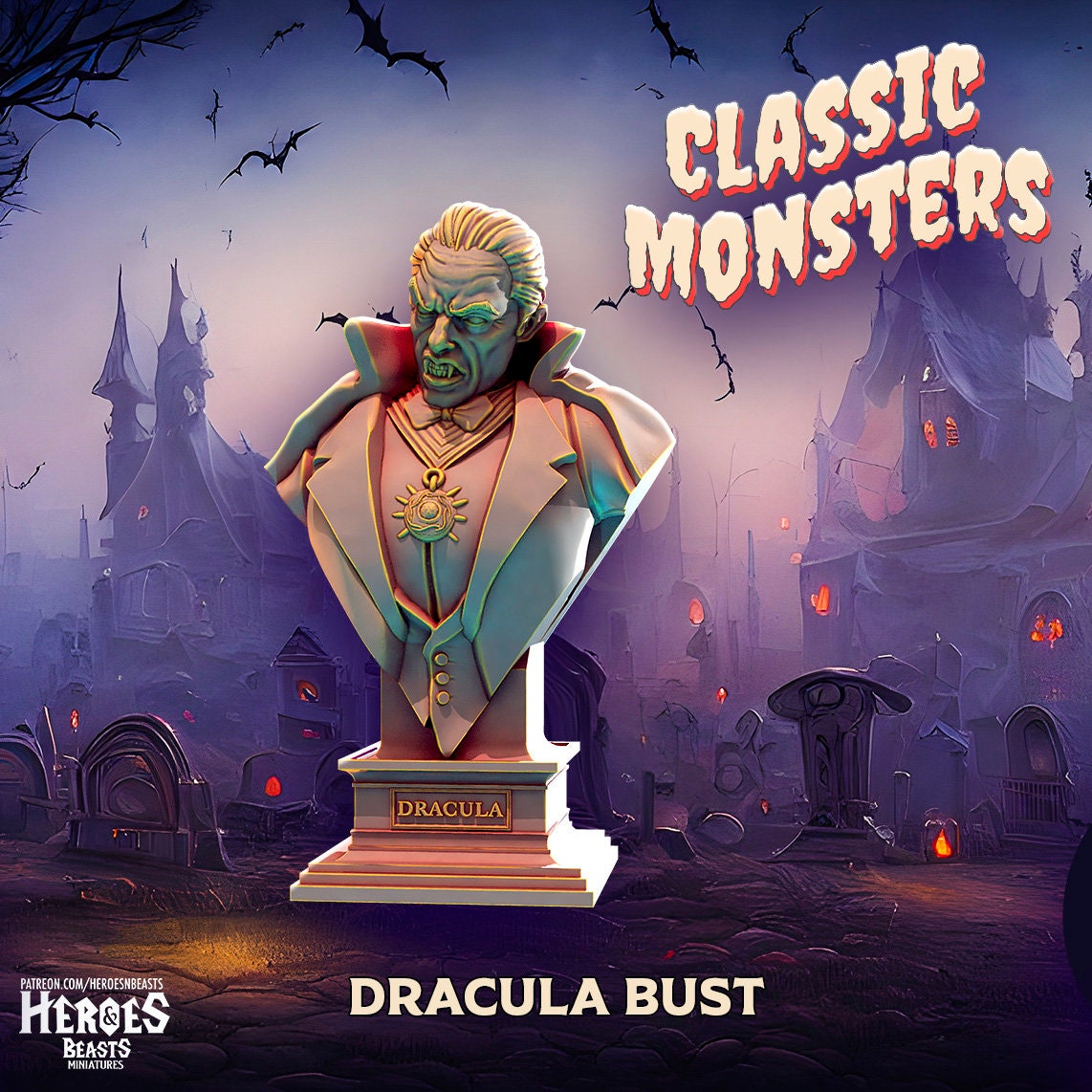 Dracula | Vampire Miniature | Heroes & Beasts | Classic Movie Monsters | DnD |