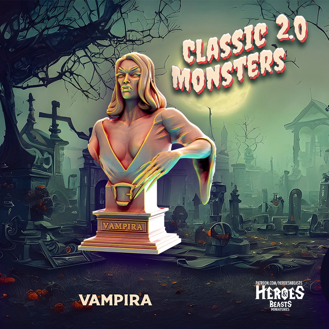 Vampira | Miniature | Heroes & Beasts | Classic Movie Monsters | DnD | Tabletop