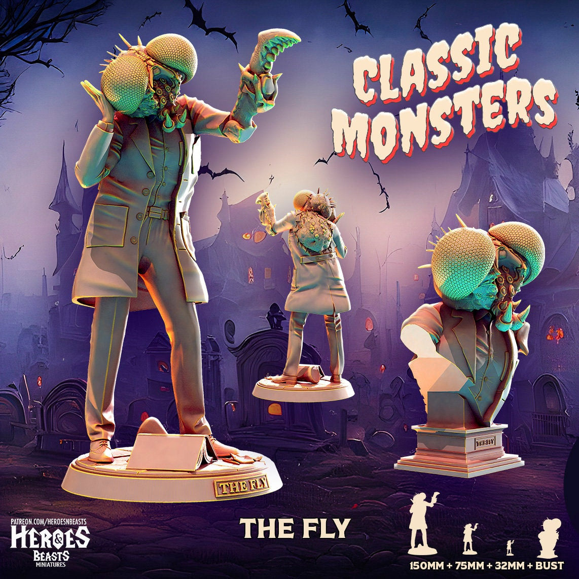 The Fly | Monster Miniature | Heroes & Beasts | Classic Movie Monsters | DnD |
