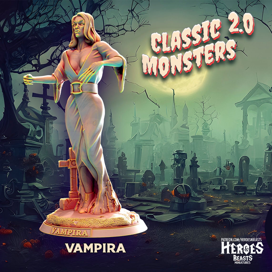 Vampira | Miniature | Heroes & Beasts | Classic Movie Monsters | DnD | Tabletop