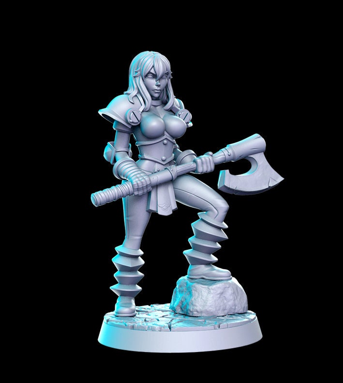 HeroQuest female Chaos Warriors - Miniatures Unpainted 32mm Dungeons and Dragons