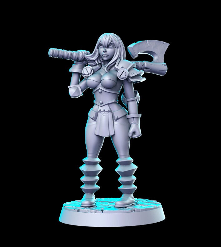 HeroQuest female Chaos Warriors - Miniatures Unpainted 32mm Dungeons and Dragons