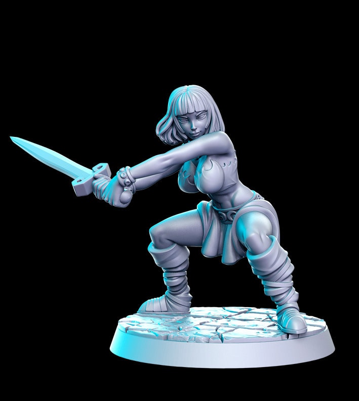 HeroQuest female barbarian - Miniatures Unpainted 32mm Dungeons and Dragons