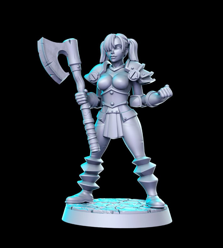HeroQuest female Chaos Warriors - Miniatures Unpainted 32mm Dungeons and Dragons