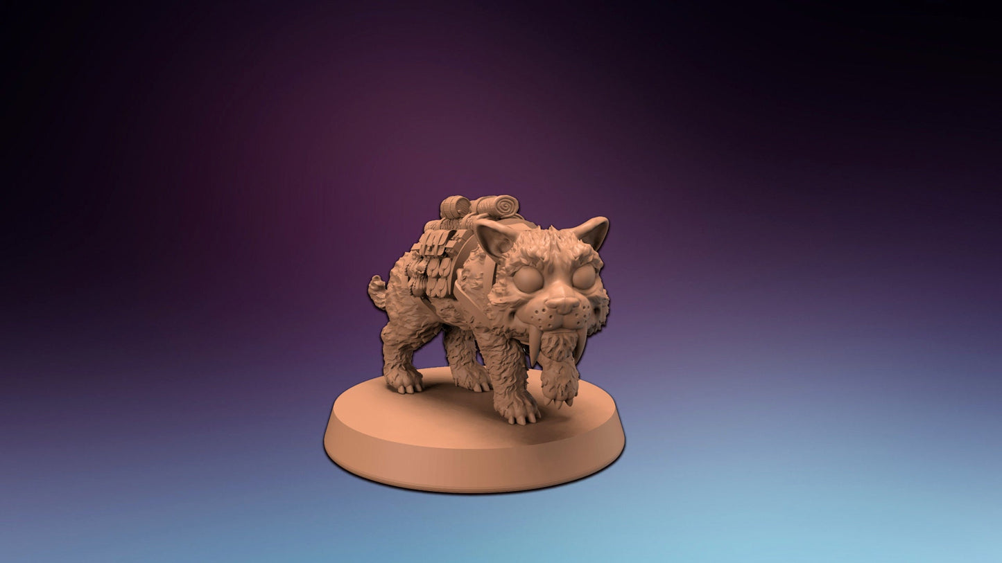 HeroQuest pet Saber-toothed tiger dino - Miniatures Unpainted 28mm/32mm Dungeon