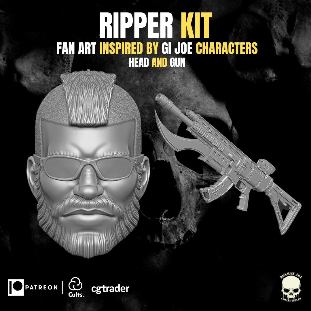 Ripper kit dreadnok GI Joe Classified 1/12 scale head unpainted 1:12 mezco, mar