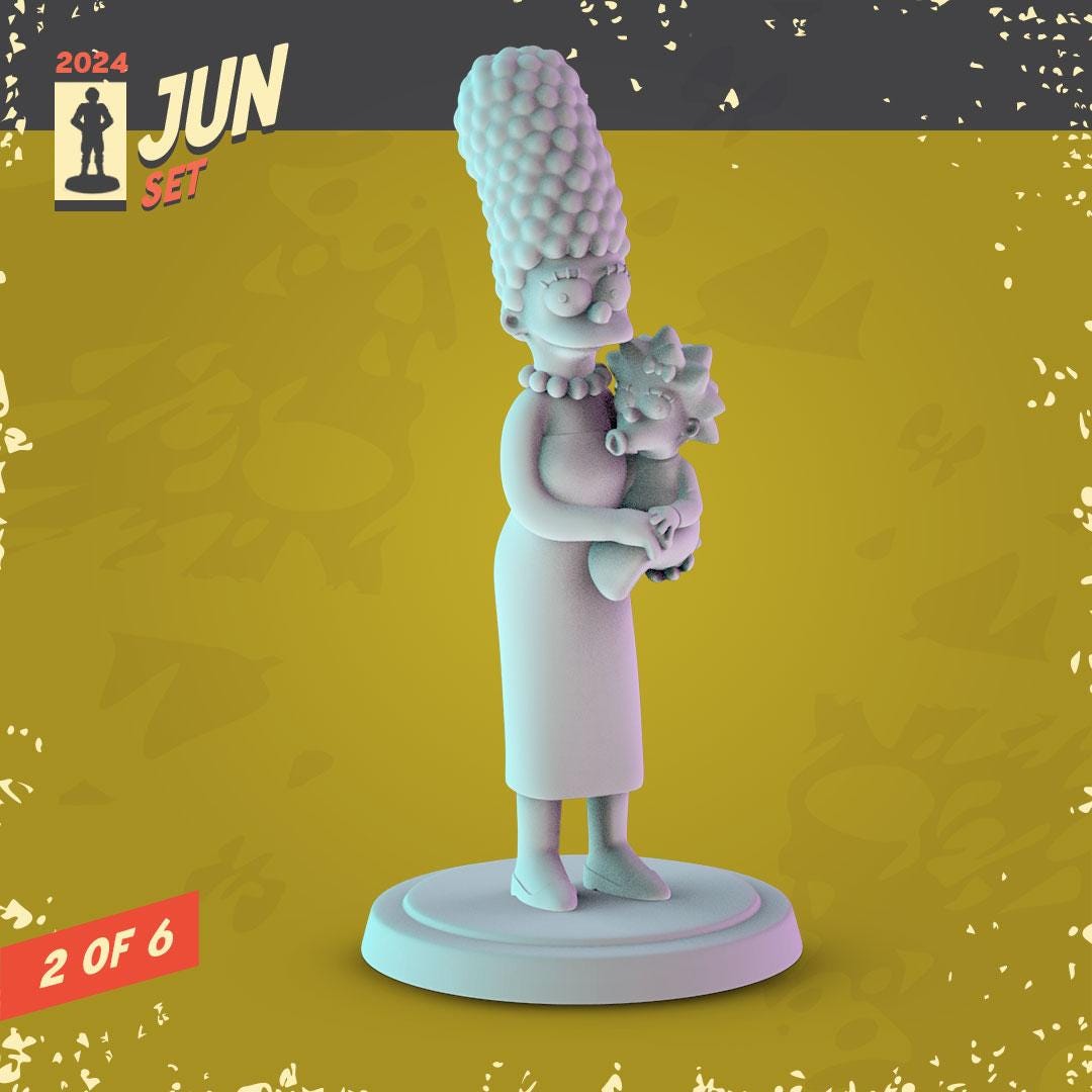 The Simpsons 34mm Minis tabletop gaming, DnD Homer, bart, maggie, lisa, marge