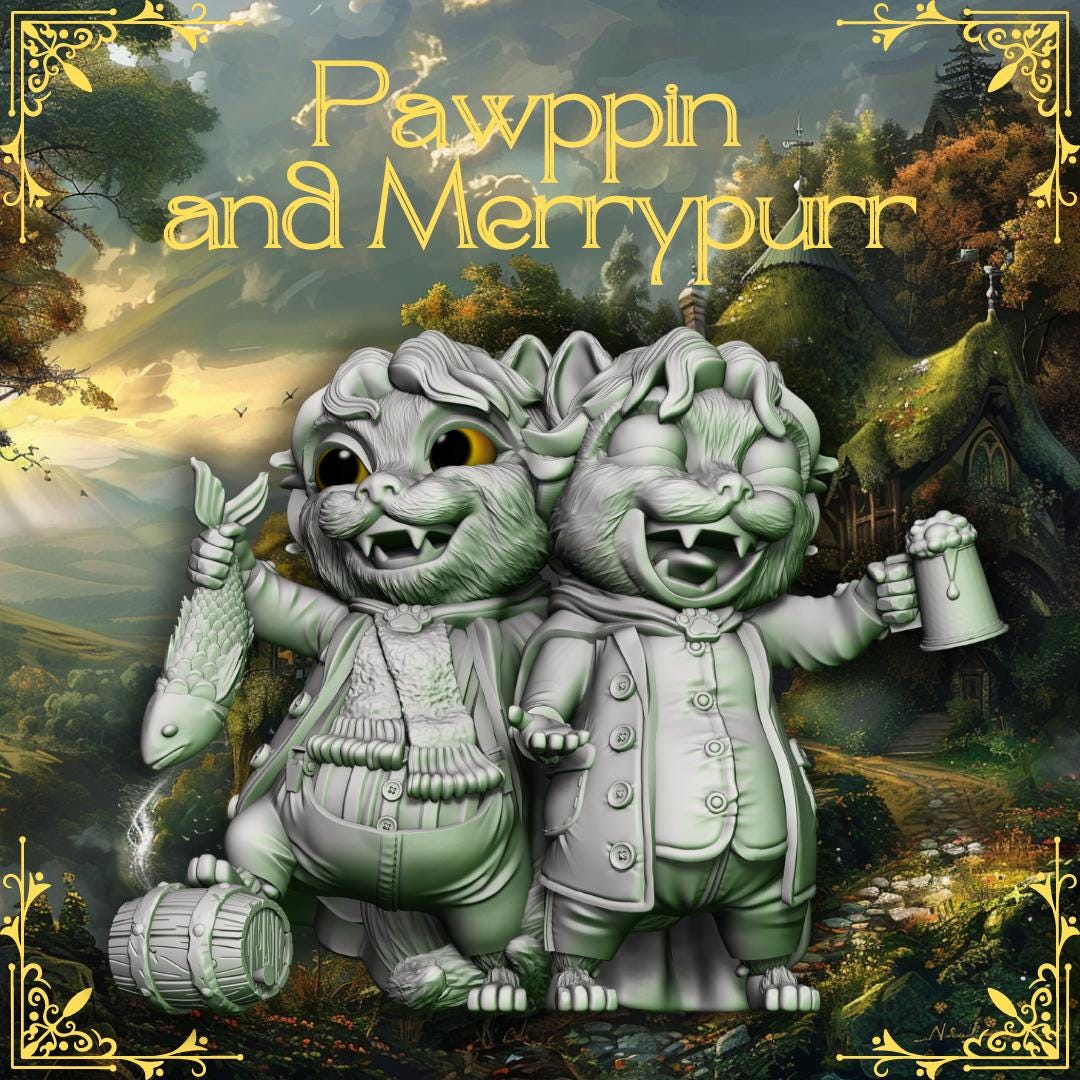 Lord of the Cats -- pawpping and merrypurr |45mm Mini |LOTR Pippin and Merry|