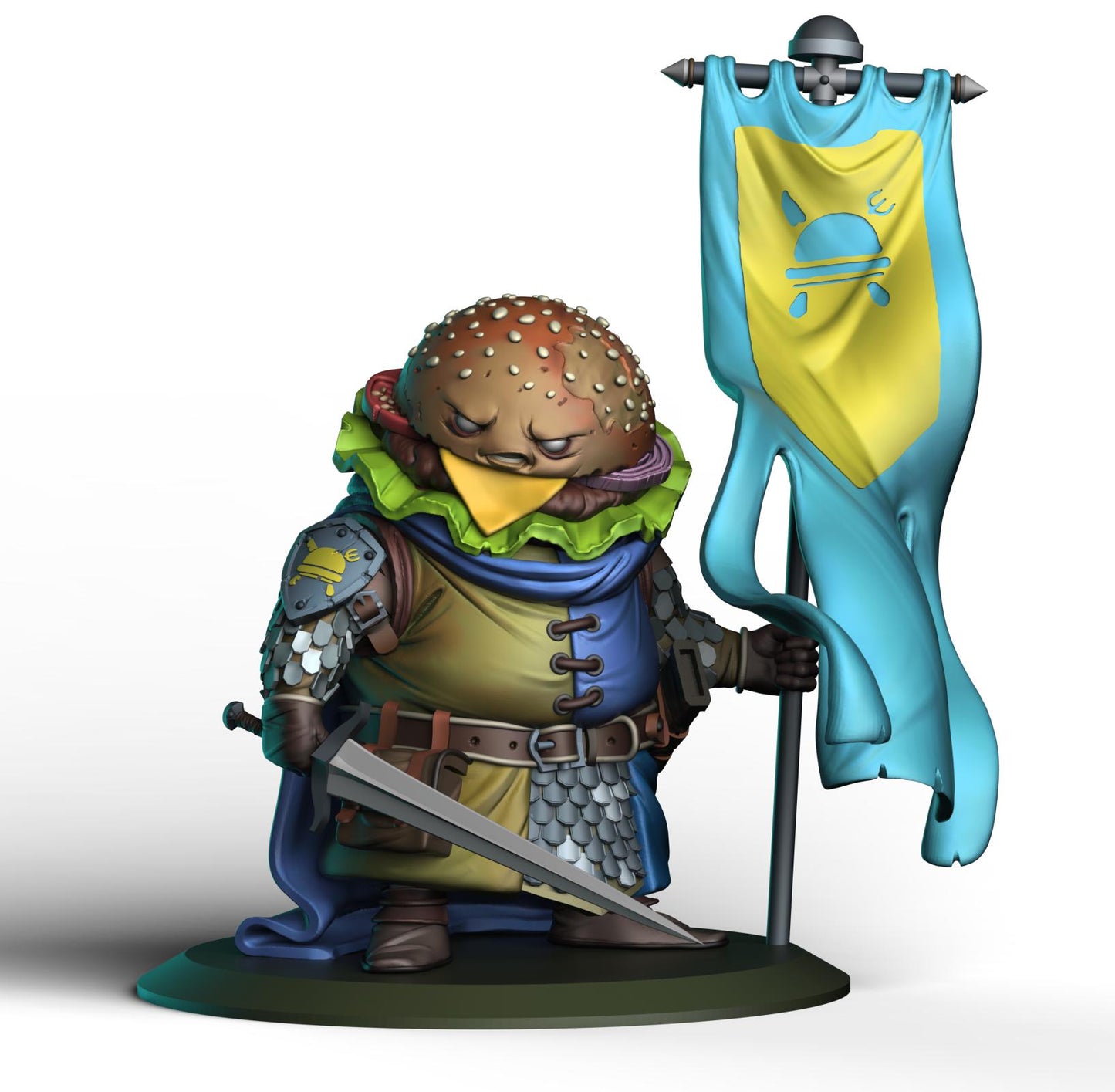 Cheeseburger Bannerman--Food Fight! tabletop gaming DnD 32mm | 75MM