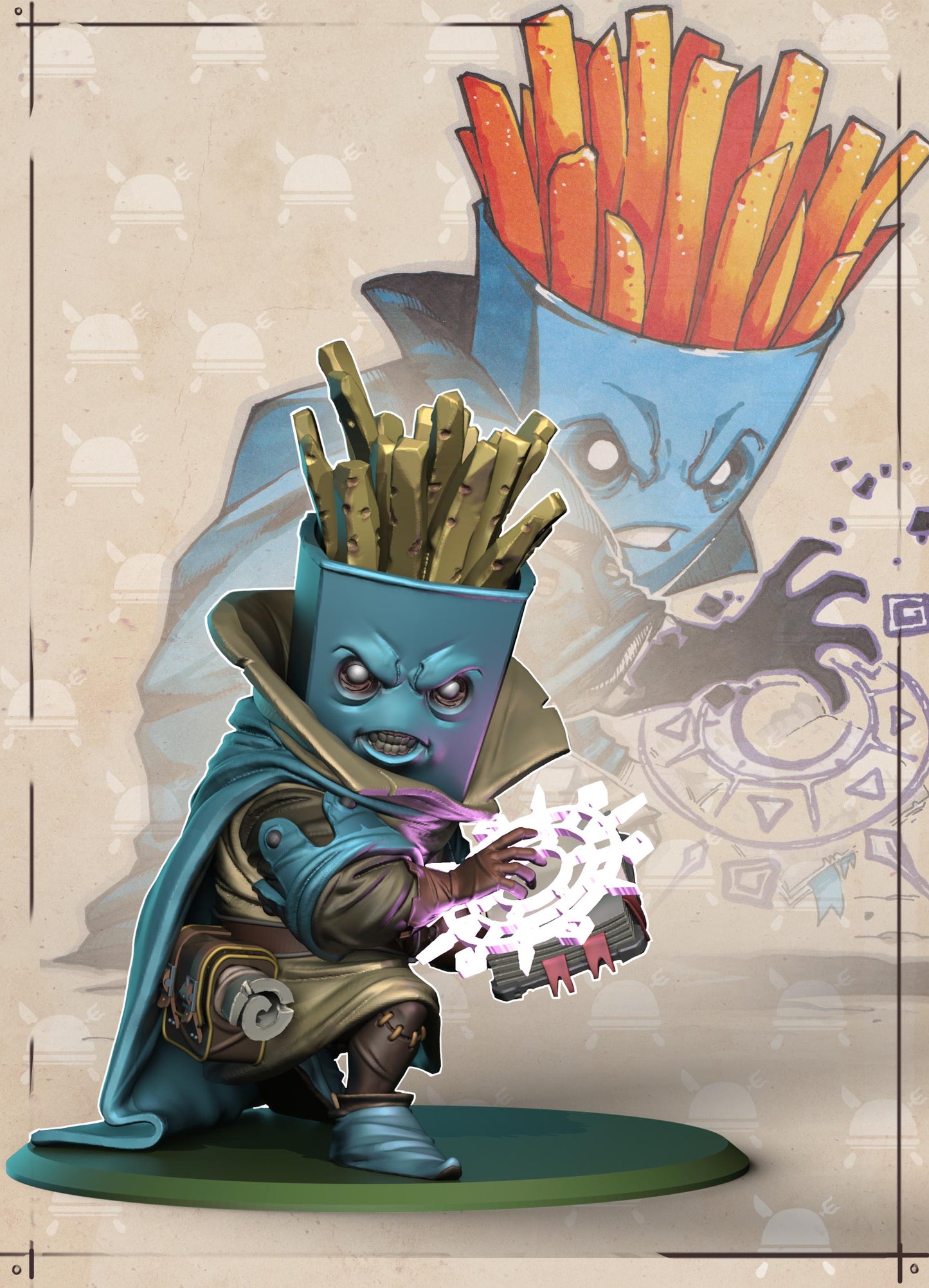 French Fries Warlock -- Food Fight! tabletop gaming DnD 32mm | 75MM