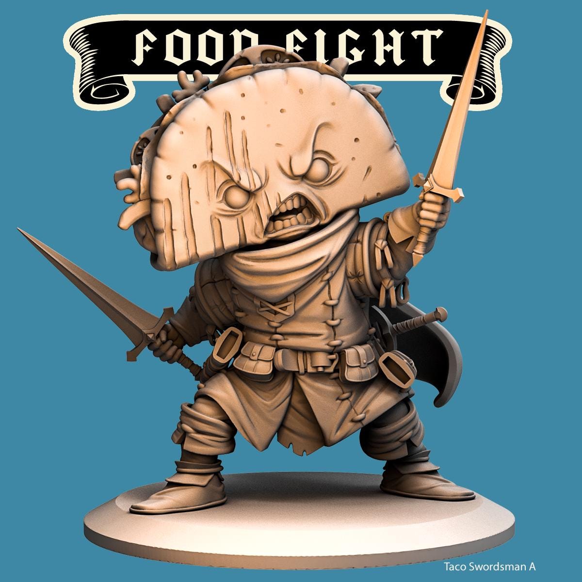 Taco Swordsman -- Food Fight! tabletop gaming DnD 32mm | 75MM